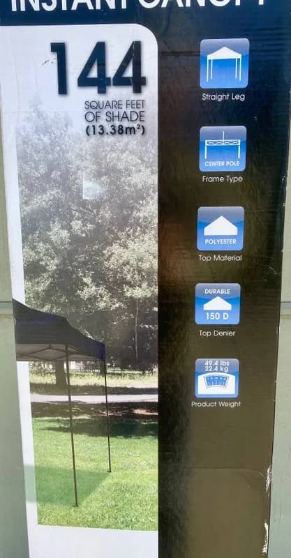 Pop Up Shade Structure Canopy 12 X 12 New 7
