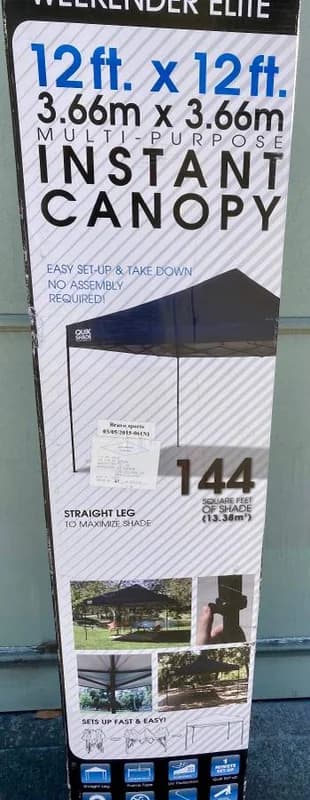 Pop Up Shade Structure Canopy 12 X 12 New 12