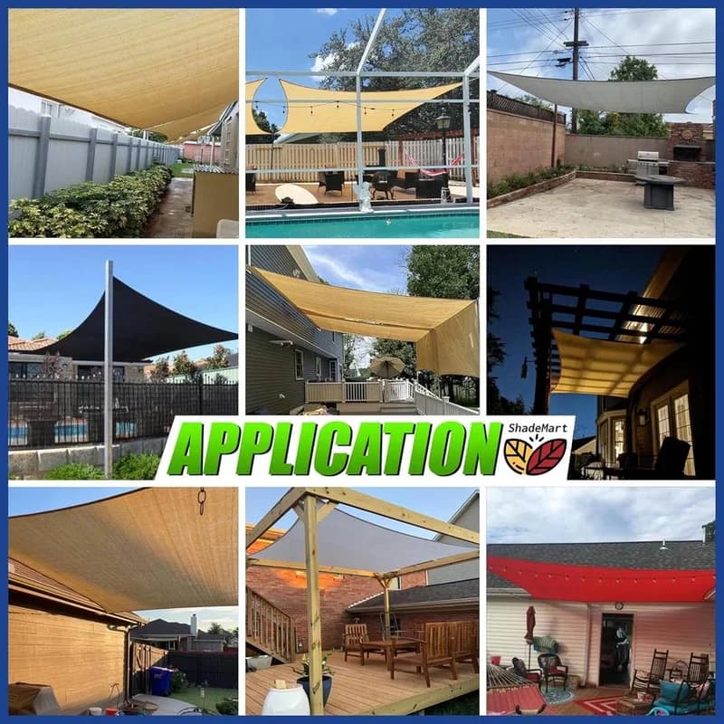 NEW 14' x 14' Sand Sun Shade Sail UPF50 Square Canopy Fabric Cloth 6