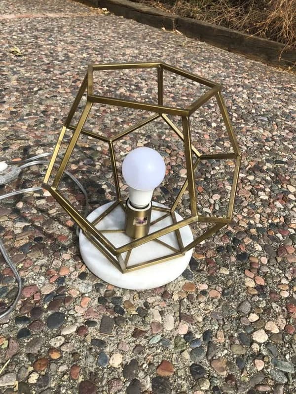 2 Table Lamps- Solid Brass Geodesic Dome Lamp $35 and Ceramic Lamp $10 3