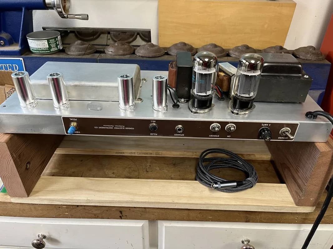 1960s Fender "Pro-Amp" Brownface Vintage Tube Amp w/ 15" Speaker 6