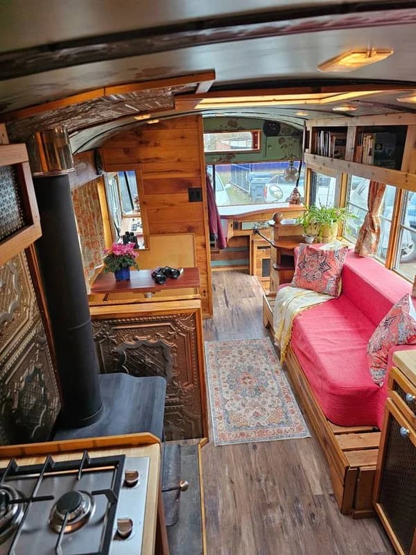Fully Off-Grid Skoolie Tiny Home on Wheels – Luxury Conversion Bus 13