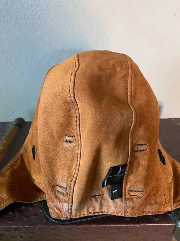 Leather Aviator skull Cap, Large with goggles 9