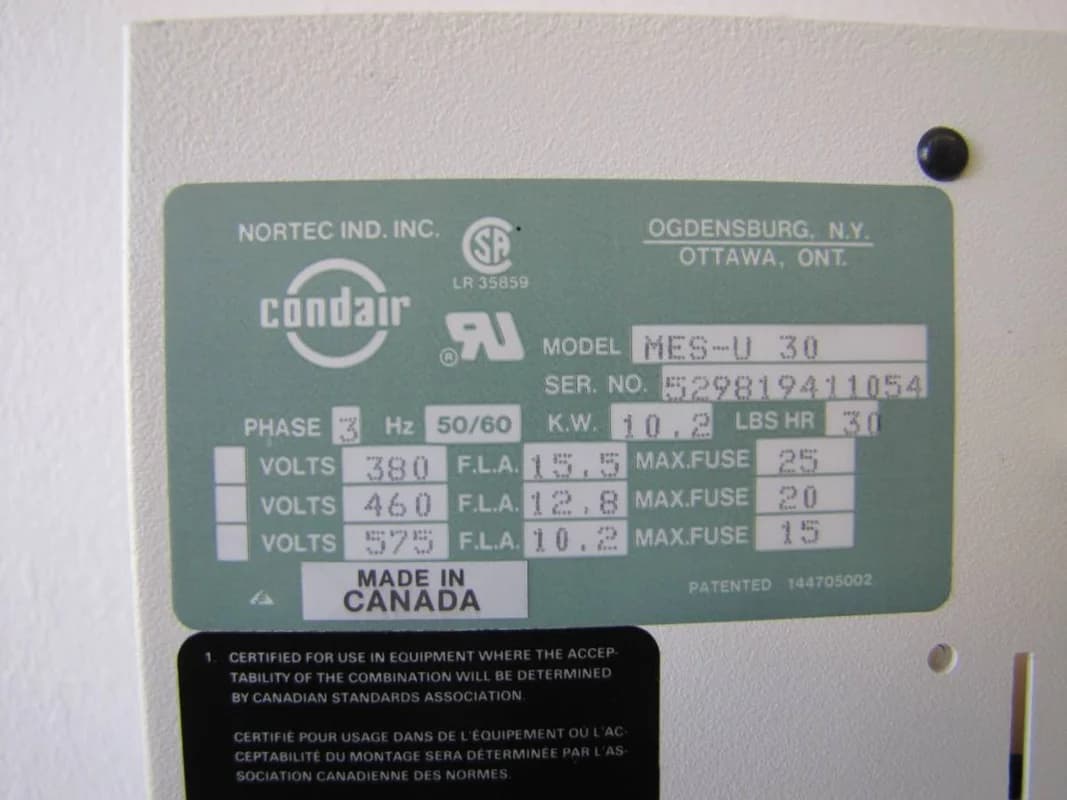 Condair MES-U30 Electrode Humidifier Steamer Water Vapor Machine 460V 2